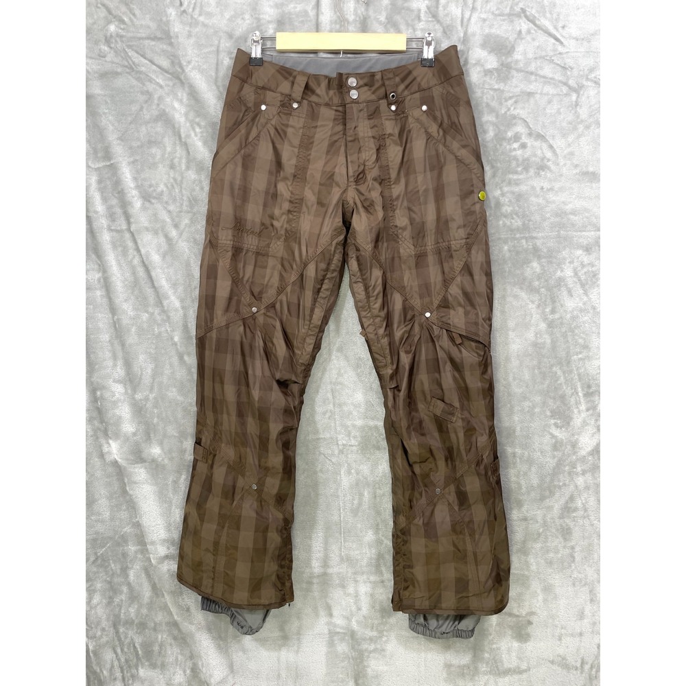Burton Snow Board Ski Pants Brown Tartan Womens Size S Cruiser Insulated